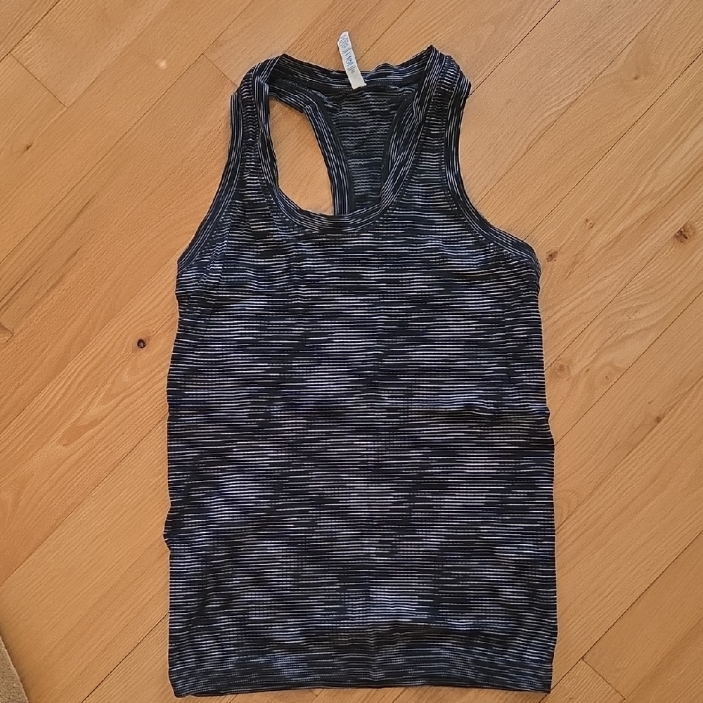 Athleta Black and Tan/blue Striped Tank Top